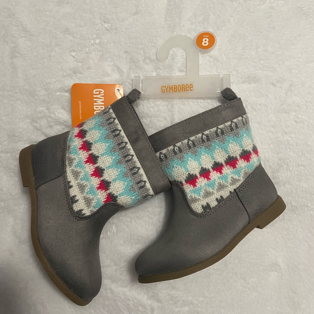 Gray Toddler girl booties w/ knit design